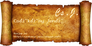 Csákány Jenő névjegykártya